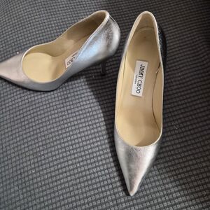 Jimmy Choo Metallic Silver and Black Heels